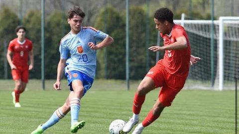 Pablo Agudn, durante el Espaa-Suiza de categora Sub-16