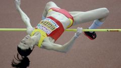 Ruth Beitia, durante la final de salto de altura.