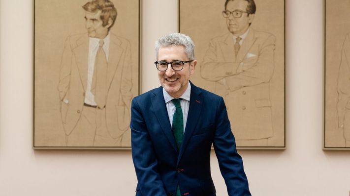 O ministro�Arcadi Espa�a, tras comparecer�o xoves ante a Comisi�n de Facenda e�Funci�n P�blica no Congreso.