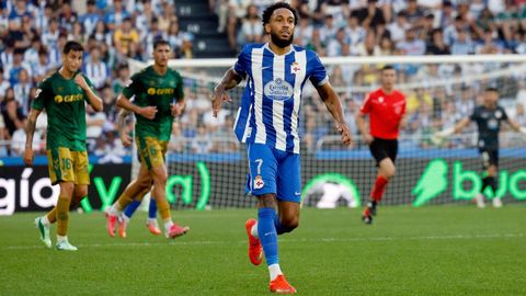 Aubameyang, durante el partido del Deportivo ante el Betis.