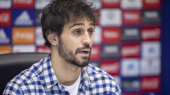 Arribas Real Oviedo.Alejandro Arribas, durante la rueda de prensa