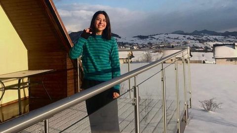 Luc�a Loureiro, disfrutando de la nieve en Cracovia.