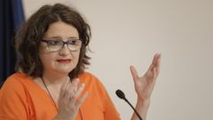 M�nica Oltra tras una rueda de prensa en Valencia el pasado viernes.