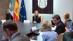 La presidenta en funciones de Extremadura, Mar�a Guardiola, en el consejo de Gobierno celebrado este martes.