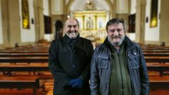 Fernando Iguacel y C�sar Carre�o en la iglesia del Carmen. 