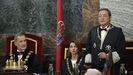 En pie, �lvaro Ortiz durante su discurso en la inauguraci�n del a�o judicial.