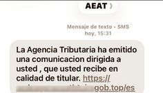 Mensaje SMS que env�an los ciberestafadores coincidiendo con la declaraci�n de la renta.