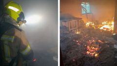 Los Bomberos de Nar�n extinguieron el fuego, que devor� enseres y basura acumulada en el interior del inmueble