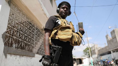 El lder de las pandillas criminales de Hait, Barbecue Cherizier, ayer en Puerto Prncipe, la capital haitiana.