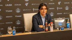 El director de f�tbol del Celta, Marco Garc�s, en su comparecencia de la ma�ana de este viernes.