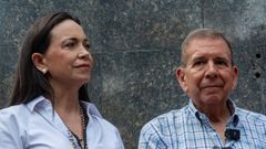 Los lderes opositores Mara Corina Machado y Edmundo Gonzlez, el 21 de julio en Caracas.