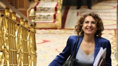 La vicepresidenta primera y ministra de Hacienda, Mar�a Jes�s Montero, durante una sesi�n de control al Gobierno, en el Congreso de los Diputados.