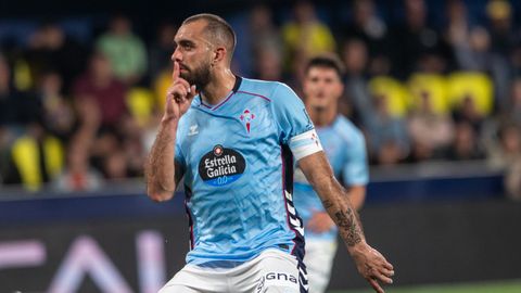 Borja Iglesias, celebrando el gol anotado en el Villarreal-Celta del pasado domingo.