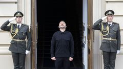 Zelenski, ayer en Kiev antes de su reunin con el primer ministro canadiense, Mark Carney.