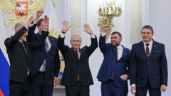 Putin y los l�deres prorrusos de Donetsk, Lugansk, Jers�n y Zaporiyia celebran la anexi�n de estos territorios a Rusia.