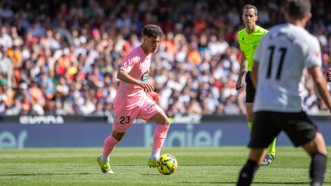 El jugador del Celta Hugo �lvarez, durante el partido ante el Valencia.
