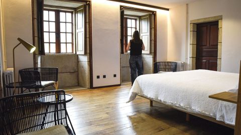 Una de las habitaciones del Pazo da Buzaca