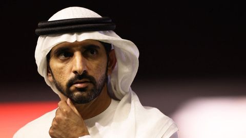 El primer ministro de los Emiratos �rabes Unidos, Mohammed Al Maktoum, en la presentaci�n de la Dubai World Cup de carreras de caballos.
