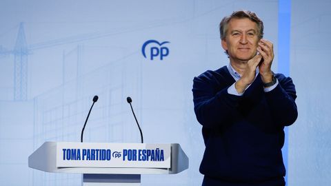 El presidente del Partido Popular, Alberto Nez Feijo, durante la segunda jornada del segundo Foro de las Grandes Ciudades del PP, en Frum Evolucin, en Burgos.