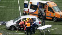 Exhibicin de medios de emergencias en el campo de Os Carrs de Barbads.
