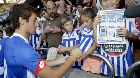 Pedro Mosquera durante la presentacin en Riazor.