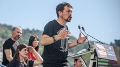 El exlder de Podemos y exvicepresidente del Gobierno, Pablo Iglesias, en un acto de Elkarrekin Podemos en Bilbao.