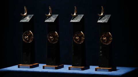 Vista de algunos de los galardones durante la ceremonia de entrega de los Premios Princesa de Asturias, este viernes en el Teatro Campoamor de Oviedo