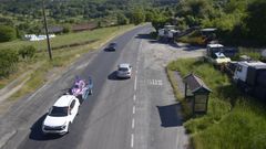 Tramo de la N-540 cerca de Chantada donde las mquinas ya arreglaron el firme