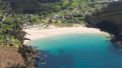 Vista area de la playa de Xilloi,enO Vicedo