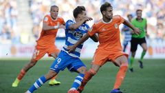 Christian Santos y Carlos Hern�ndez en el Deportivo-Real Oviedo