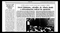 Detalle de una p�gina de La Voz de 1989 que relata el camino de liderazgo de Quintana en Allariz, en un tenso pulso que lo llevar�a meses despu�s a la alcald�a