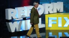 El l�der del partido Reform UK, Nigel Farage, en un mitin electoral en Leeds este martes.