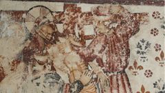Un detalle de los murales renacentistas de la iglesia de Pinol