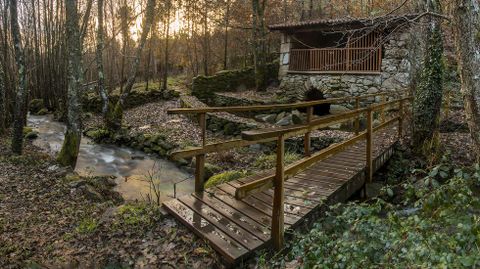 Una pasarela de madera junto al molino de Souto de Arrox�
