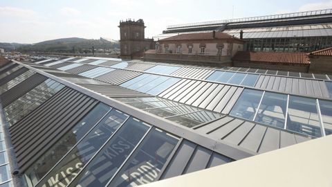 Cubierta de la estaci�n de tren de Santiago, esta ma�ana