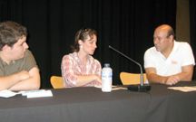 Daniel Paradela, Marisol Lago e Xan Mari�o, durante as charlas<span lang= es-es >. </span>