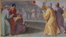 Dionisio Areopagita observando el eclipse de la crucifixi�n, fresco del siglo XVI en la Real Biblioteca del Monasterio de San Lorenzo de El Escorial, obra de Pellegrino Tibaldi.  