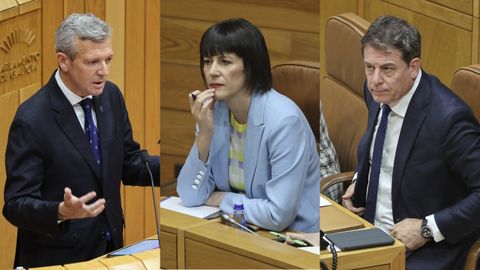Alfonso Rueda, Ana Pontón y José Ramón Gómez Besteiro, en el Parlamento