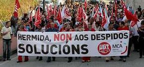 Mondo�edo acogi� una protesta por As San Lucas tras saberse el anuncio de los despidos.