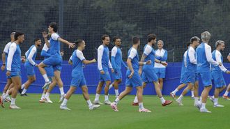 La plantilla del Deportivo, durante un entrenamiento