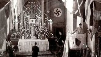 Misa en la iglesia de San Paio de Sabugueira, en Lavacolla, en 1937