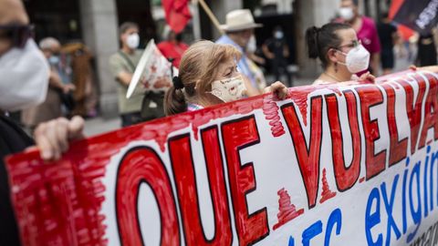 Familiares de Pablo Costas participaron el 3 de agosto en una concentracin en Madrid, ante el Ministerio de Asuntos Exteriores 