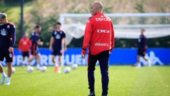 �scar Gilsanz, durante el entrenamiento de este mi�rcoles del primer equipo del Deportivo