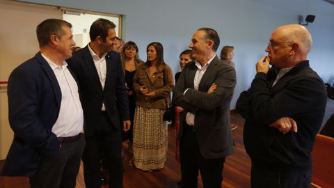 Manuel Vicente, Alfonso Villares, Miguel Neira e Sergio Lpez, na presentacin en Burela da quinta edicin do Camio Gastronmico do Mar