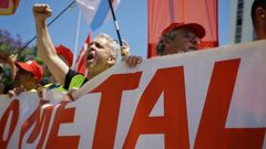 Imagen de la protesta del metal del pasado jueves 11 de junio en A Coru�a