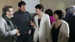 Luis Bar�, Xavier Campos, Ana Pont�n y Luc�a L�pez, en la reuni�n de la ejecutiva del BNG.