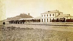 La estacin de Monforte en el ao 1883, en una foto de libro Galicia en la Memoria. Crnica fotogrfica 1882-1960