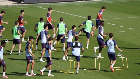 Futbolistas del Celta Fortuna, en un entrenamiento.