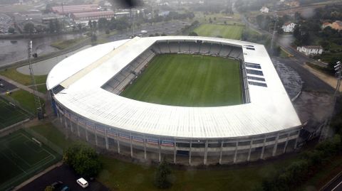 Vista area del estadio de A Malata, en foto de archivo