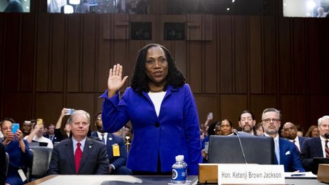 Ketanji Brown Jackson, este lunes ante el comit� que la analiza en el Senado para ser jueza del Tribunal Supremo de Estados Unidos